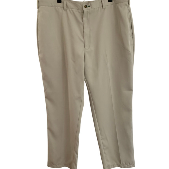 NWT Tommy Hilfiger Pants Sz 42x30 Micro Tech Belted Khaki Microfiber Flat Front - Picture 1 of 7